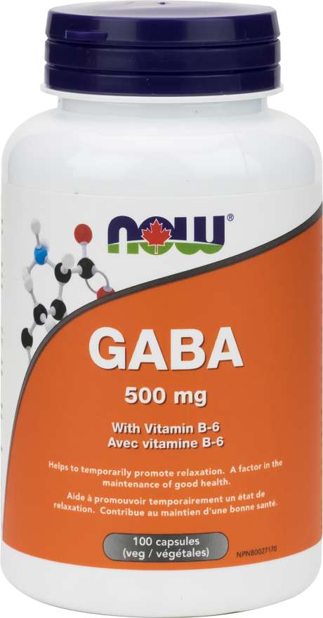 NOW Suppléments Gaba 500mg + B6 2mg 100caps