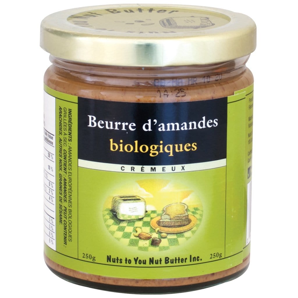 NUT'S TO YOU BUTTER Épicerie Beurre d'amandes biologiques 250g
DATE DE PÉREMPTION : 31 AOÛT 2025
