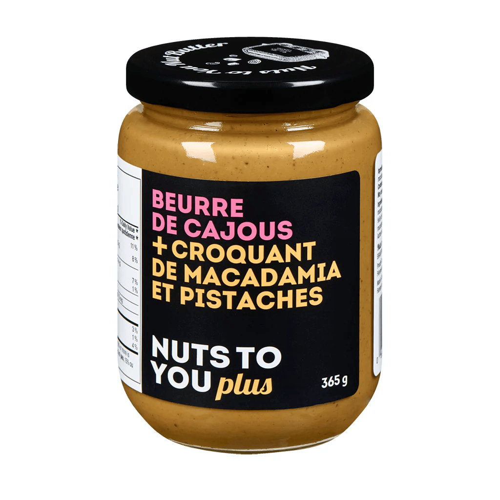 NUT'S TO YOU BUTTER Épicerie Beurre de cajous + croquant de macadamia et pistache 365g
SURPLUS D'INVENTAIRE
