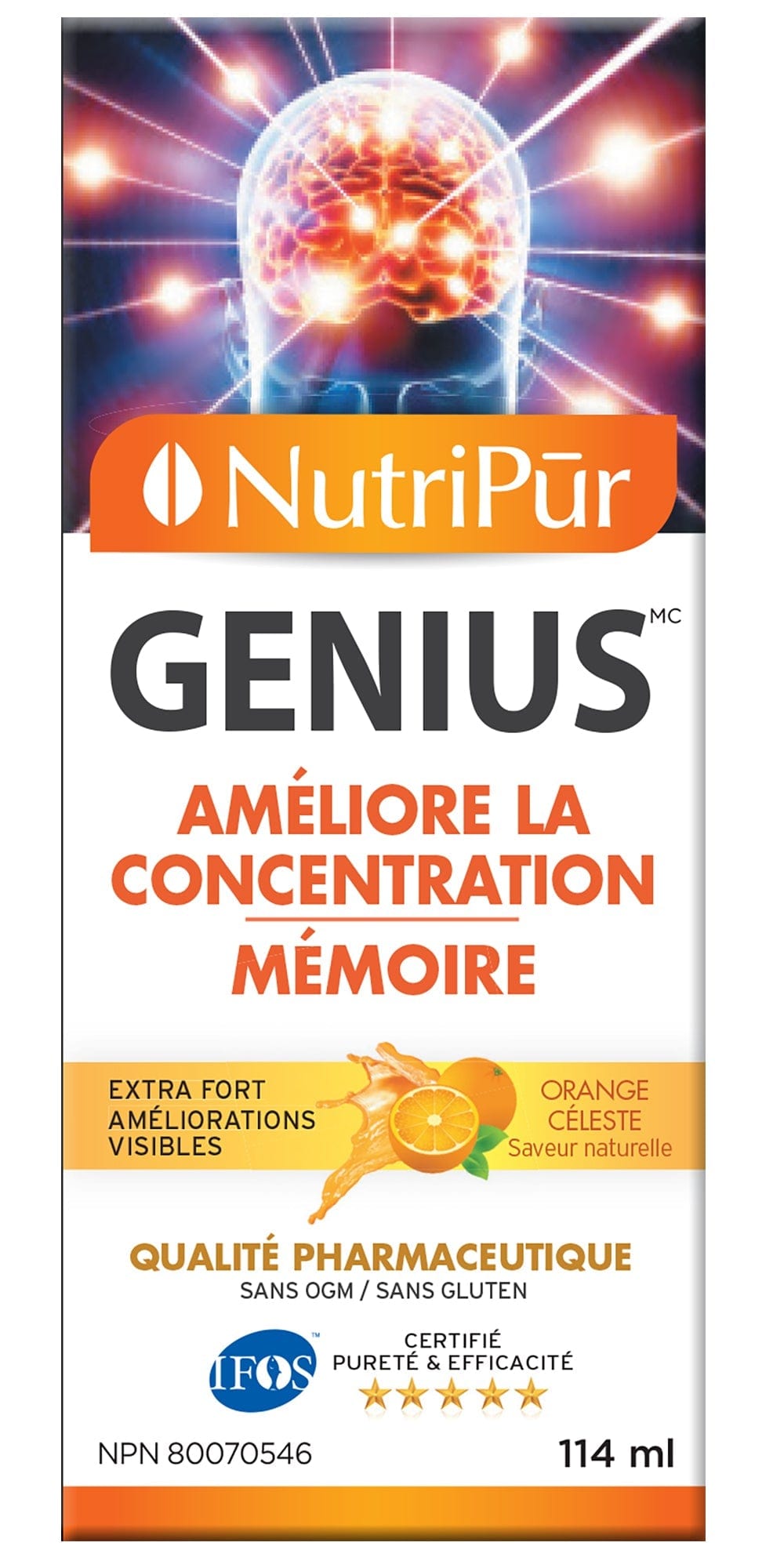 NUTRIPUR Suppléments Genius adultes (concentration et mémoire) 114ml
