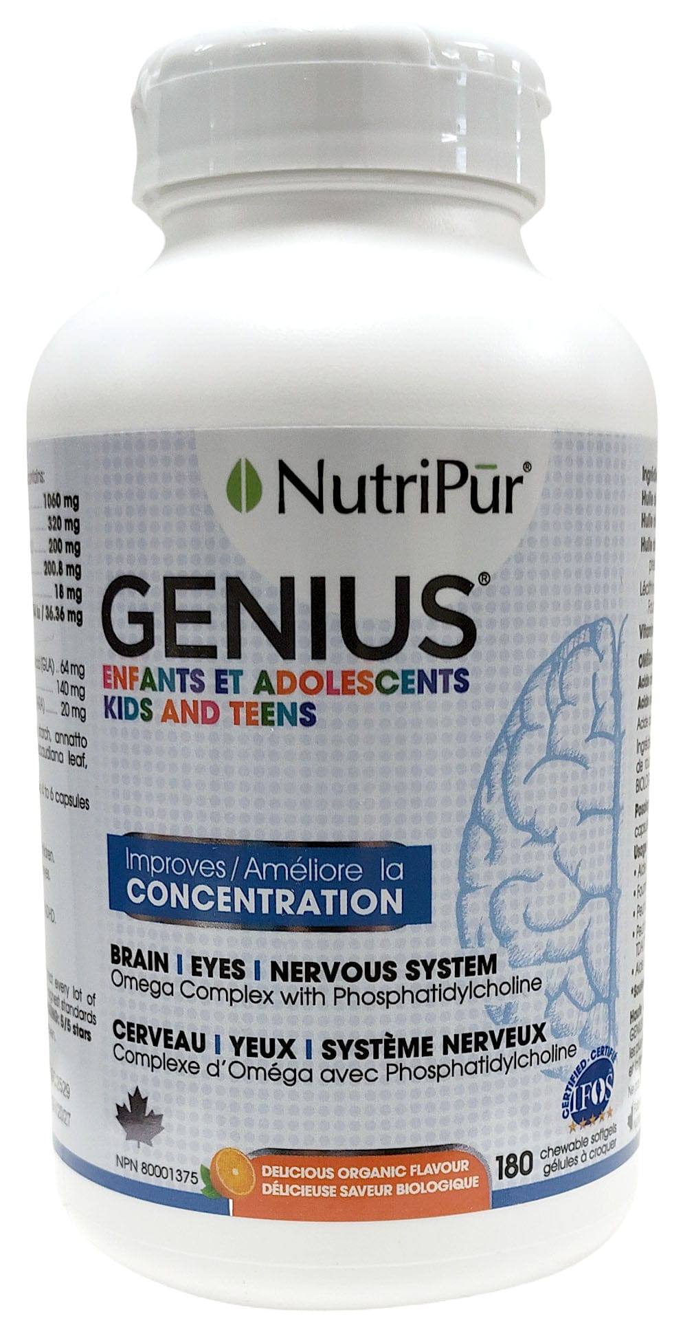 NUTRIPUR Suppléments Genius (enfants / ados) 180gel