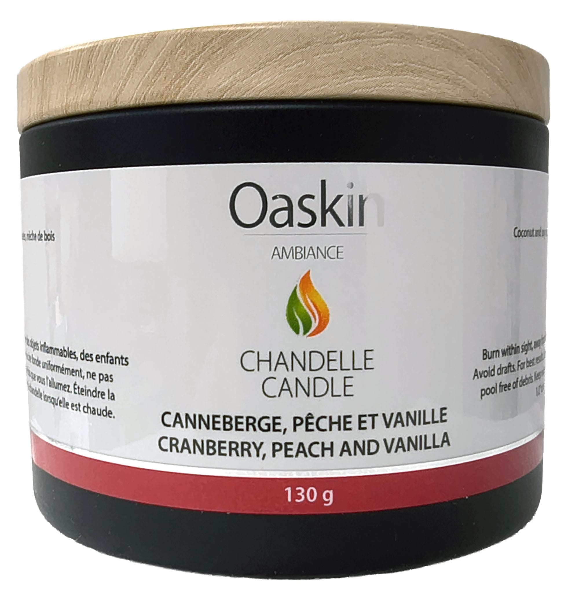 OASKIN AMBIANCE Soins & Beauté Chandelle canneberge, pêche et vanille un