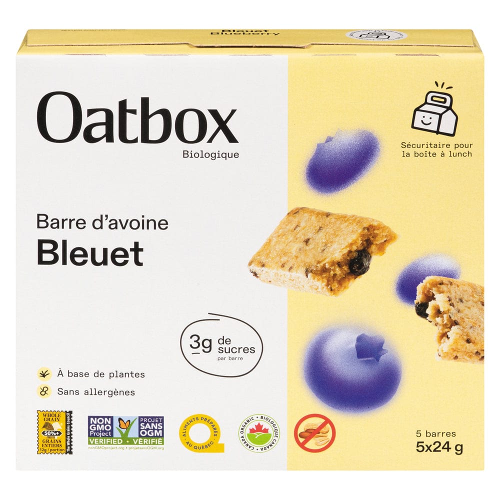 OATBOX Épicerie Barres d'avoine aux bleuets bio 5x24g