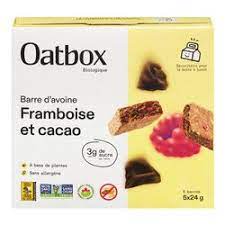 OATBOX Épicerie Barres d'avoine aux framboises et cacao bio 5x24g