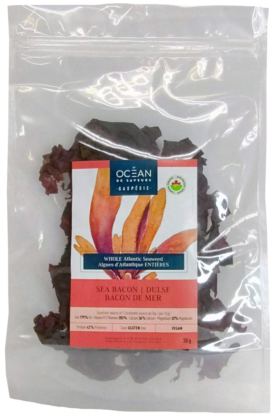 OCEAN DE SAVEURS GASPÉSIE Épicerie Algues d'Atlantique entières bacon de mer bio 30g