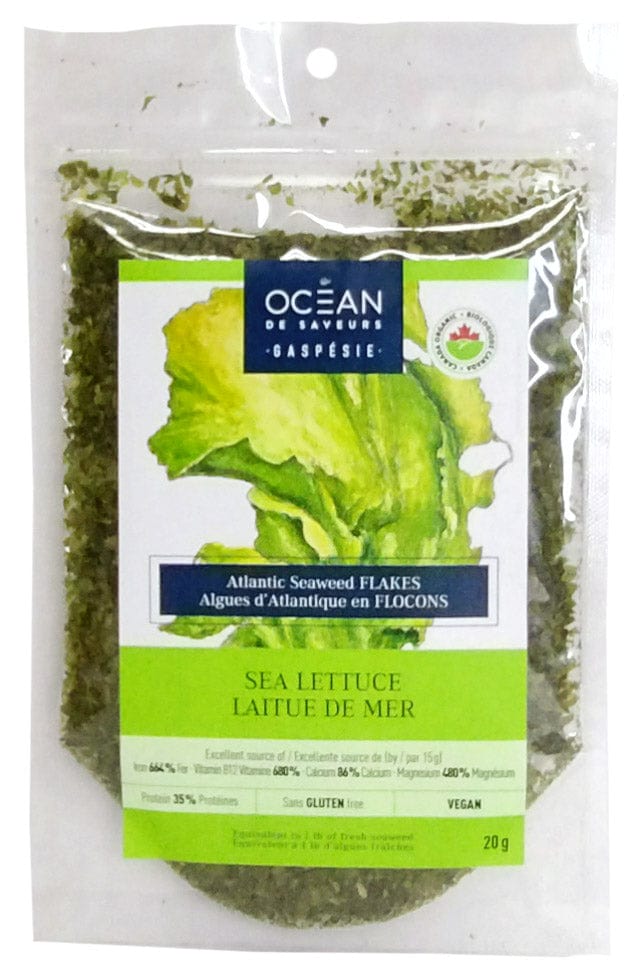 OCEAN DE SAVEURS GASPÉSIE Épicerie Algues d'Atlantique flocons laitue de mer bio 20g