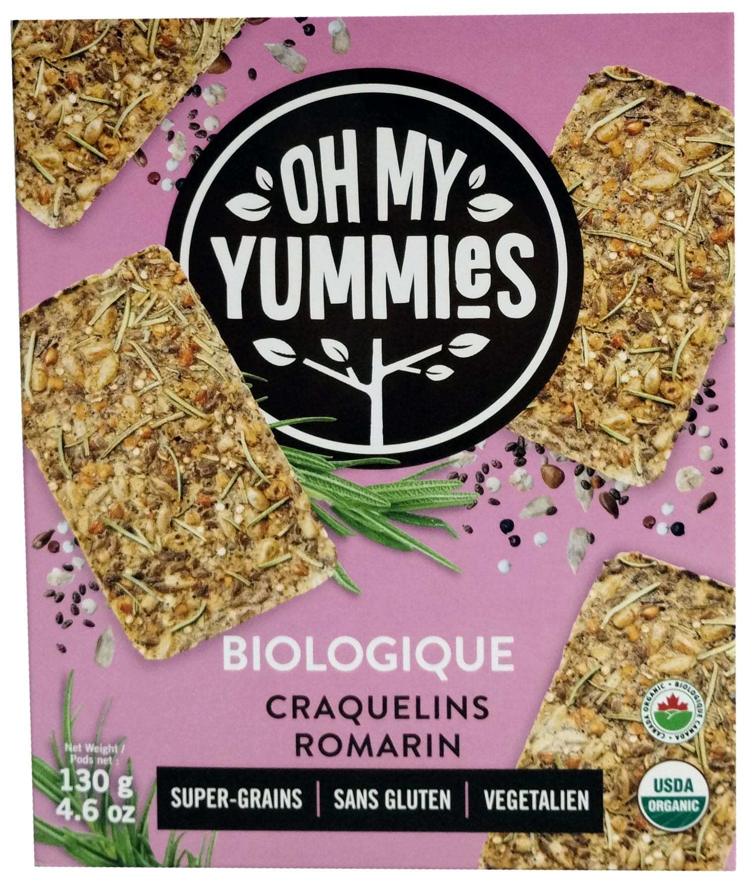 OH MY YUMMIES Épicerie Craquelins romarin bio 130g