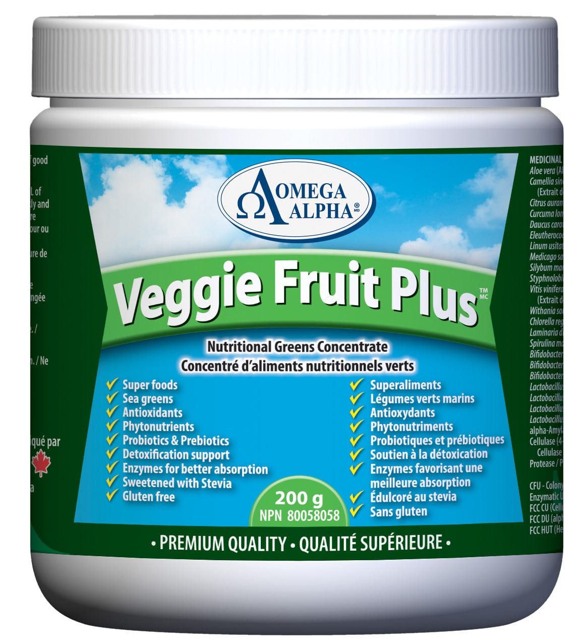 OMÉGA ALPHA PHARMATICAL Suppléments Veggie fruit plus 200g
DATE DE PÉREMPTION : 31 JUILLET 2025