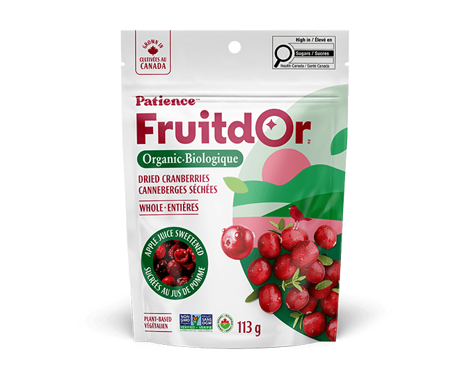 PATIENCE FRUIT D'OR Épicerie Canneberges séchées entières sucrées au jus de pomme bio 113g