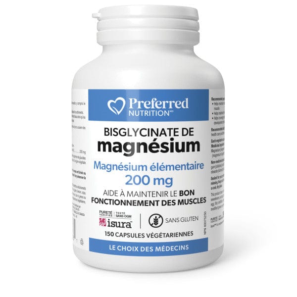 PREFERRED NUTRITION Suppléments Bisglycinate de magnésium (200mg) 150vcaps