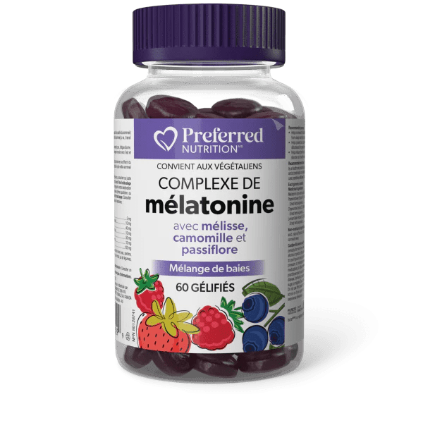 PREFERRED NUTRITION Suppléments Complexe de mélatonine (baies) 60gummies