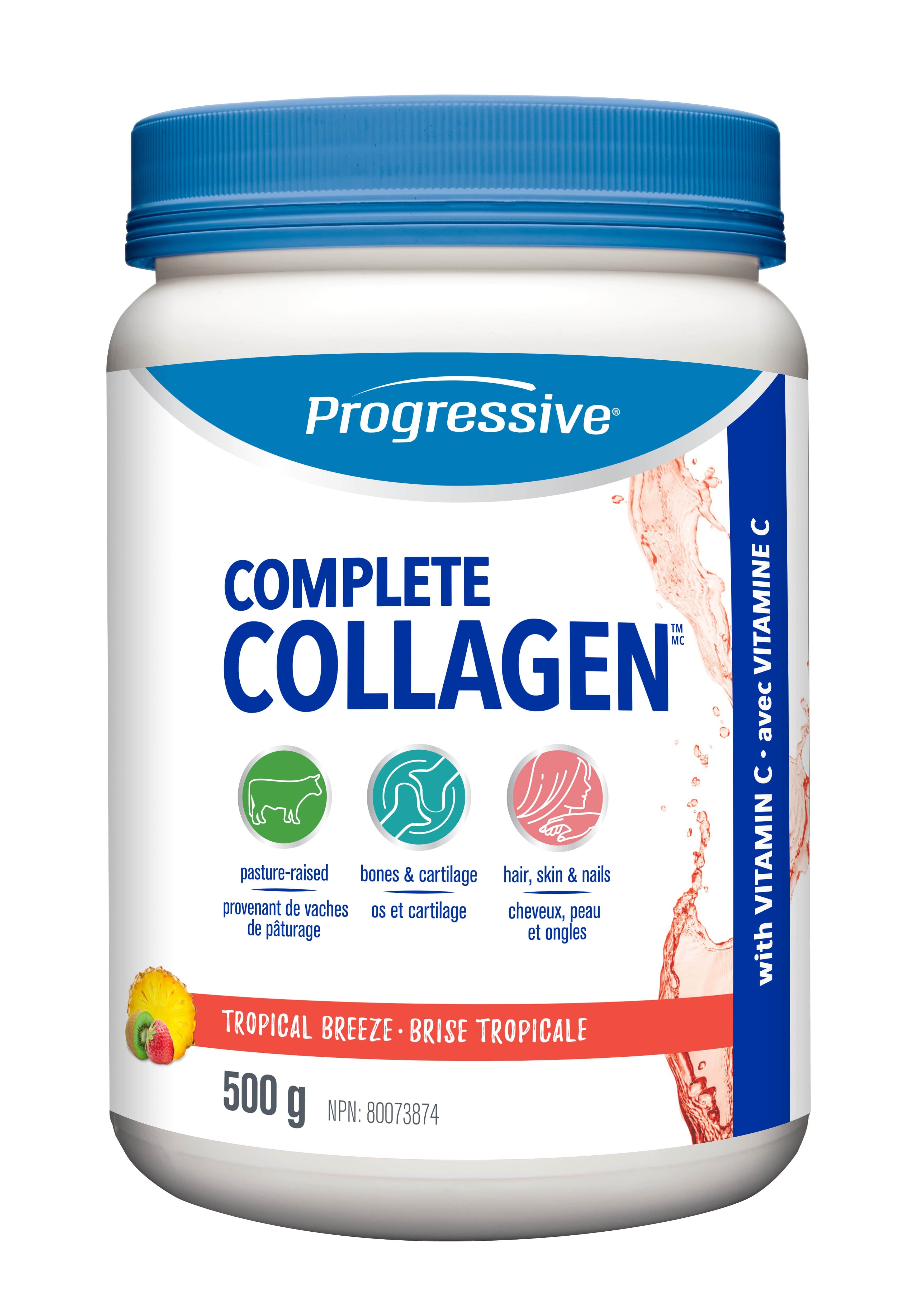 PROGRESSIVE Suppléments Complete collagen (formule adultes saveur brise tropicale) 500g