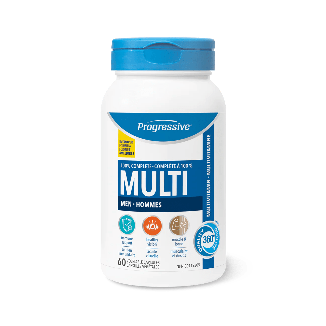 PROGRESSIVE Suppléments Multivitamines (hommes adultes) 60caps