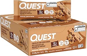 QUEST NUTRITION Suppléments Barres protéinées pâte à biscuit aux brisures de chocolat 12x60g