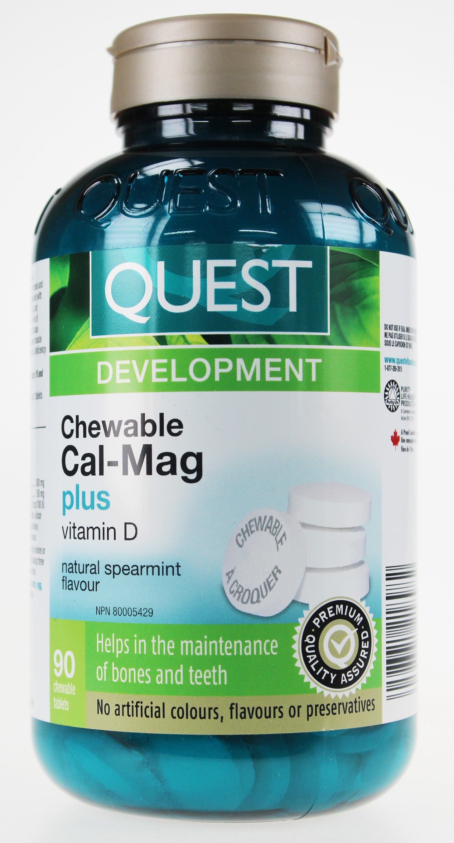 QUEST Suppléments Cal-mag plus vitamine D (masticable) 90comp