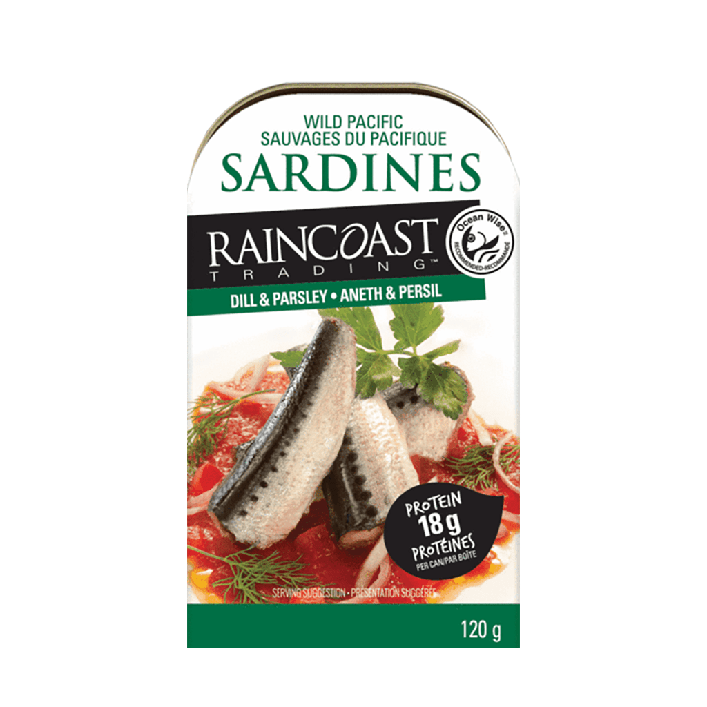 RAINCOAST Épicerie Sardine aneth et persil 120g
DATE DE PÉREMPTION : 1 JUIN 2025