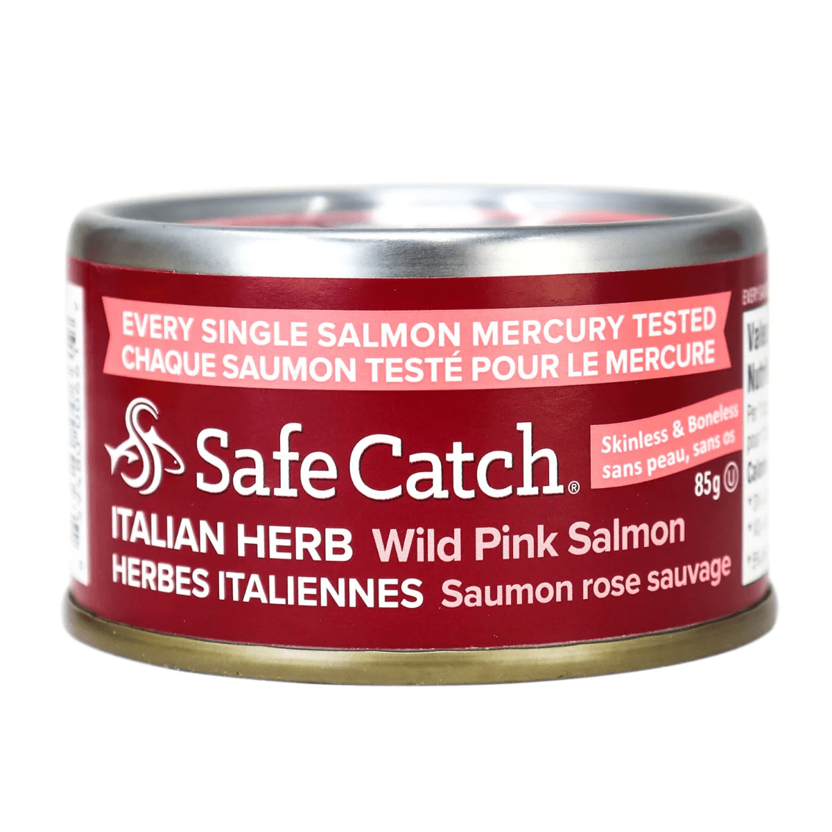 SAFE AND CATCH Épicerie Saumon rose sauvage herbes italiennes 85g