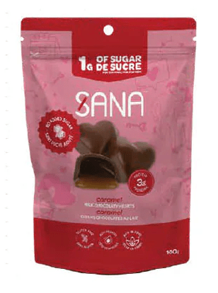 SANA Épicerie Cœurs chocolatés au lait et caramel 100g