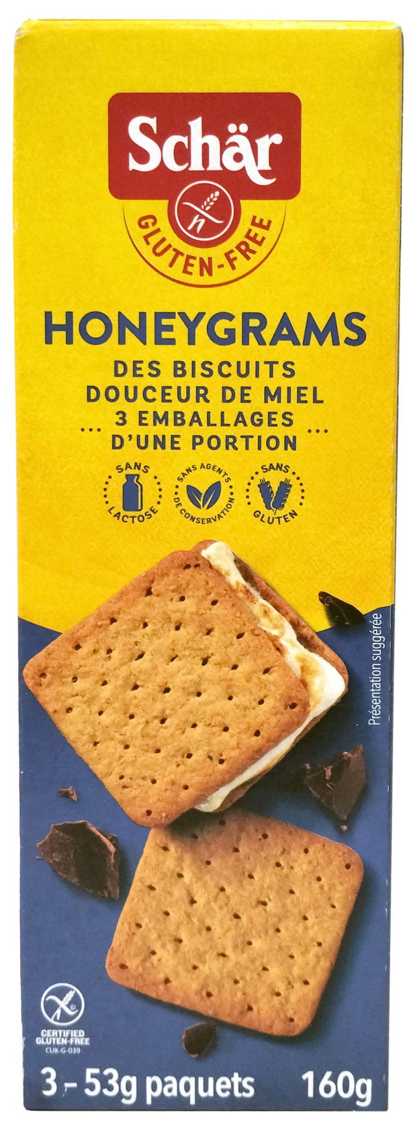 SCHÄR Épicerie Biscuits au miel 3 sachets individuels