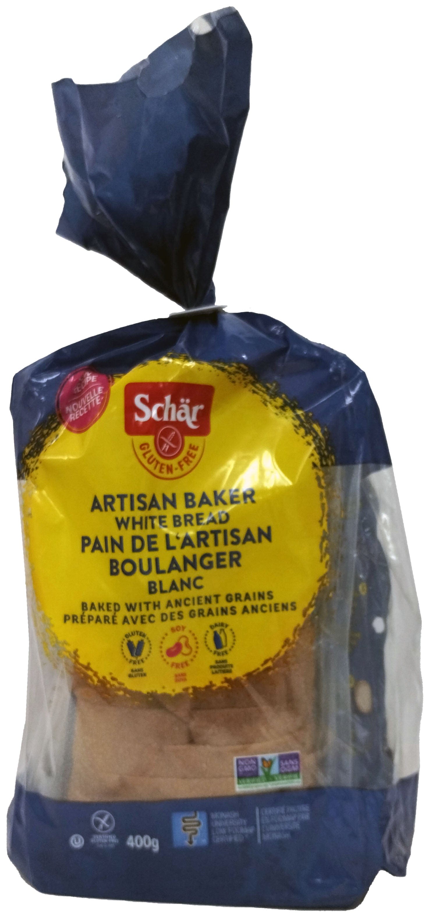 SCHÄR Épicerie Pain blanc classique artisan 400g
DATE DE PÉREMPTION : 27 JUIN 2025