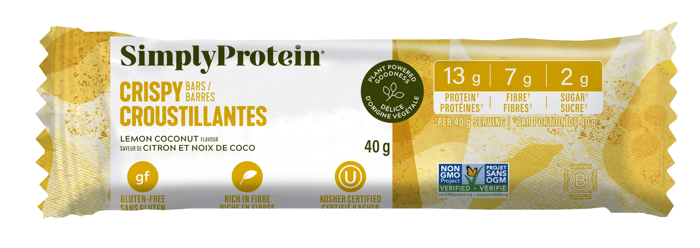 SIMPLY PROTEIN Épicerie Barre croustillante citron et noix de coco 40g
DATE DE PÉREMPTION : 27 JUIN 2025
