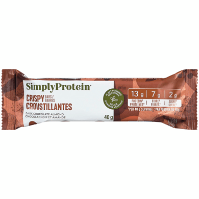 SIMPLY PROTEIN Épicerie Barre protéinée croustillante chocolat noir et amande 40g