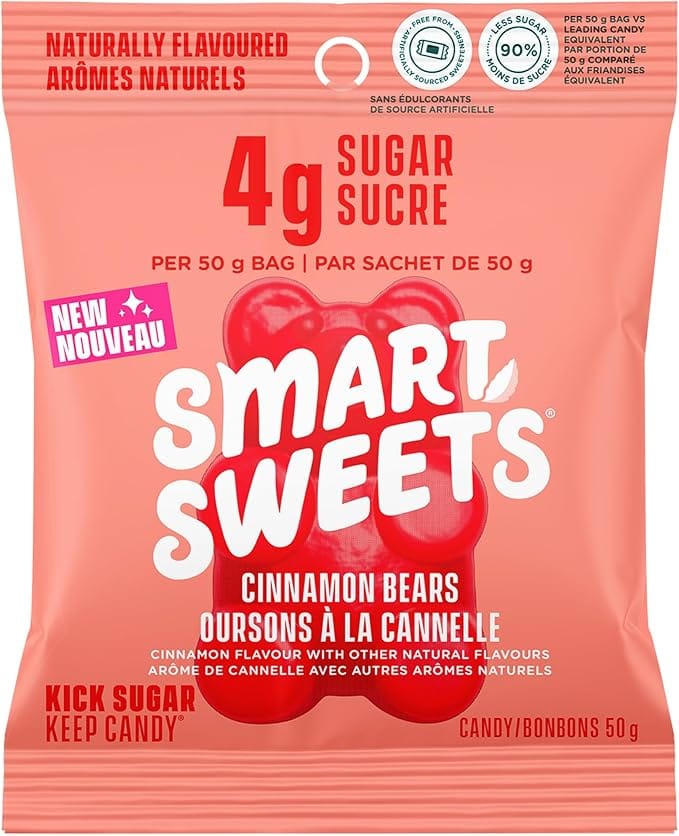 SMART SWEETS Épicerie Bonbons oursons à la cannelle 50g
DATE DE PÉREMPTION : 30 SEPTEMBRE 2026