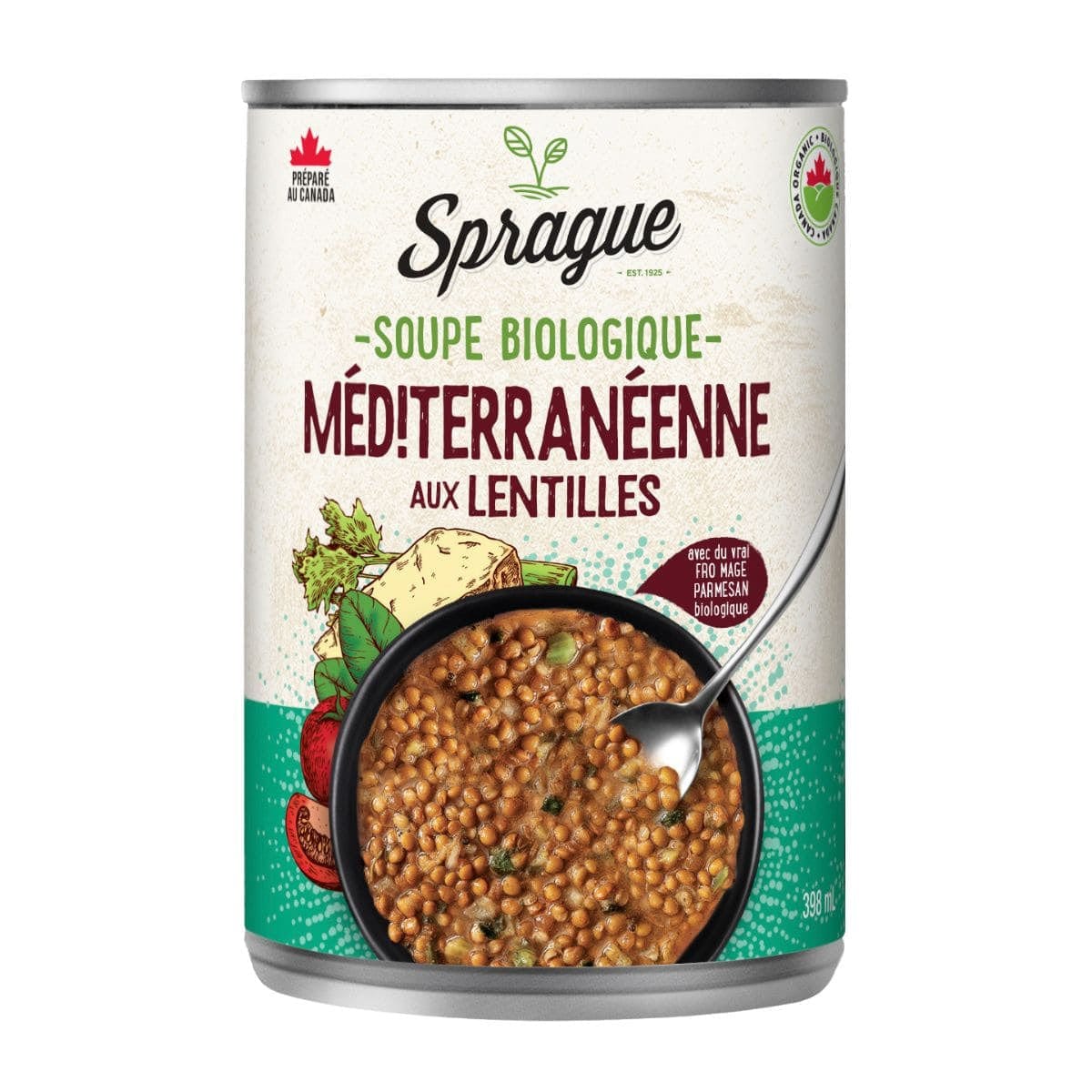 SPRAGUE Épicerie Soupe méditerranéenne aux lentilles bio 398ml