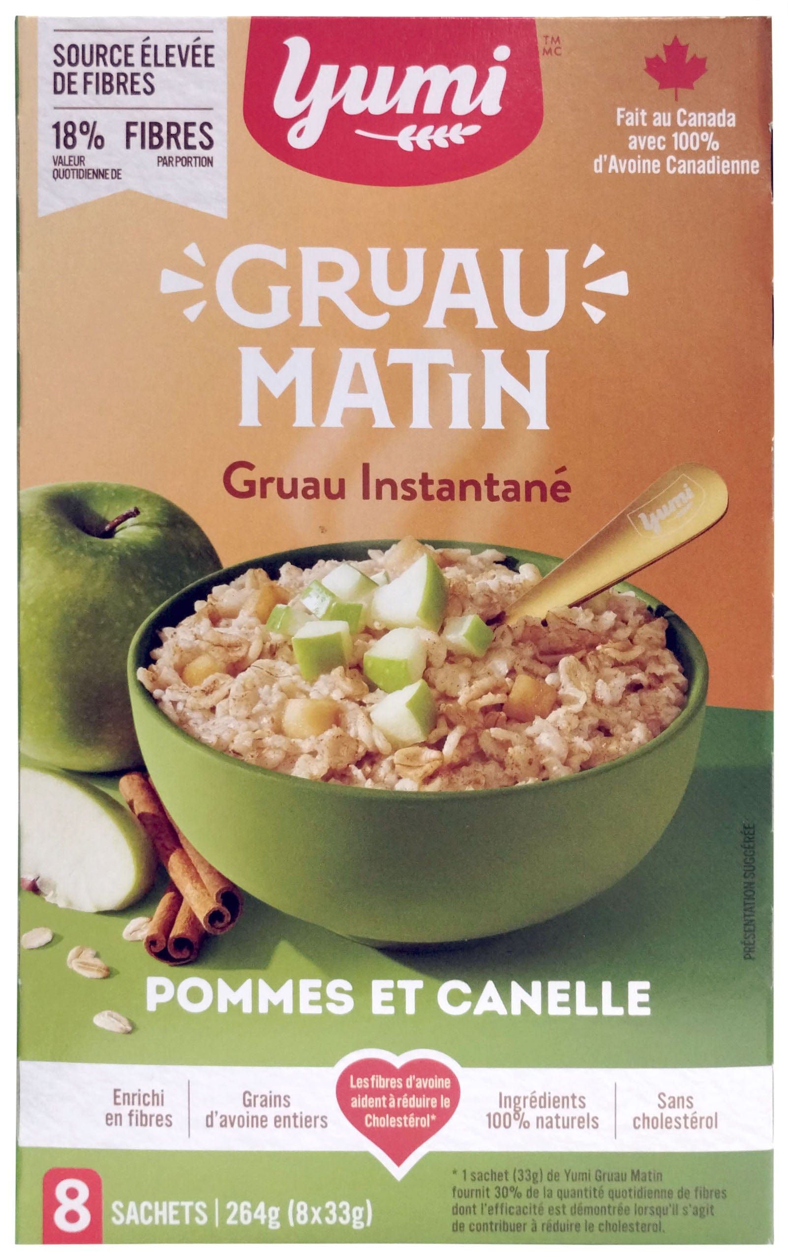 YUMI Épicerie Gruau instantané pommes et canelle 8 sachets
DATE DE PÉREMPTION : 15 JUIN 2025