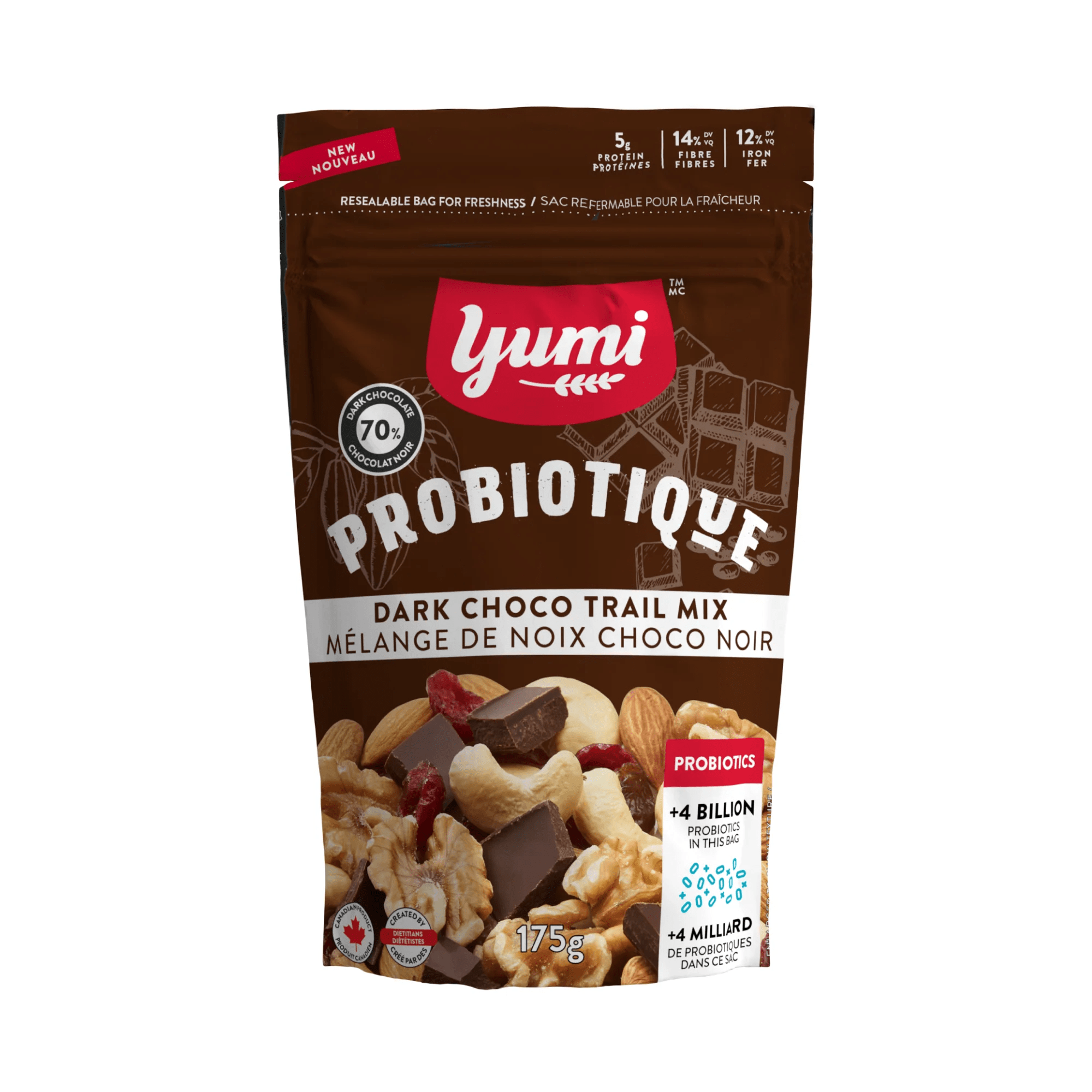 YUMI ORGANICS Épicerie Mélange de noix chocolat noir bio 175g