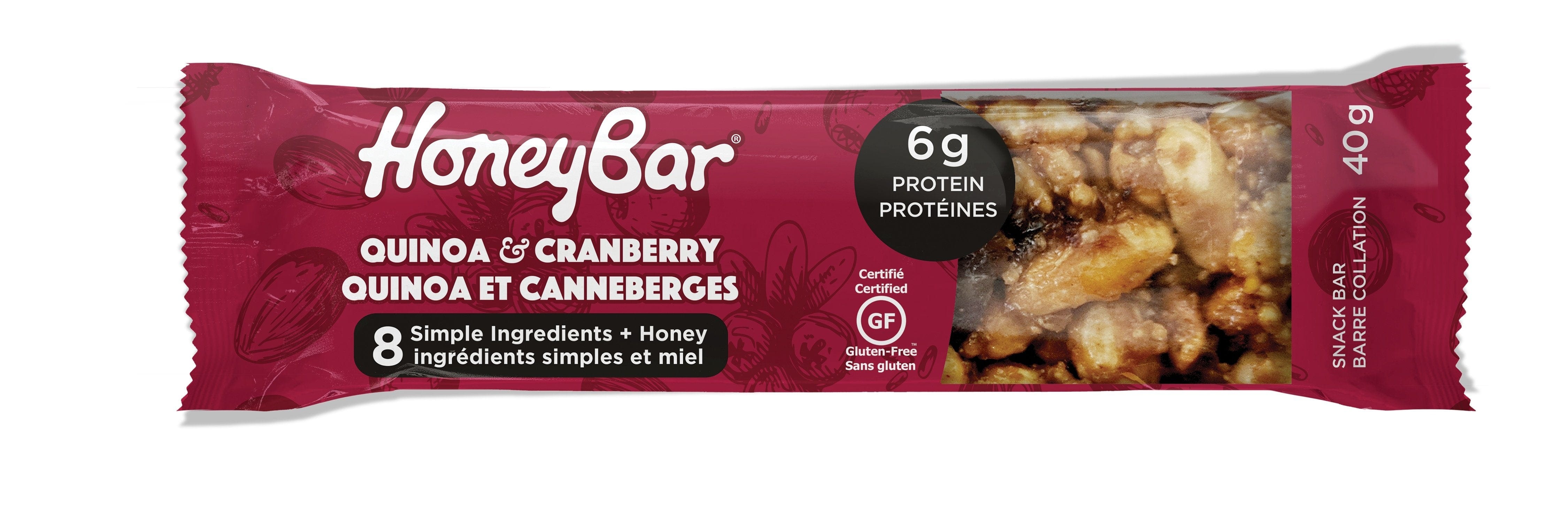 HONEYBAR Épicerie Barre quinoa et canneberges 40g