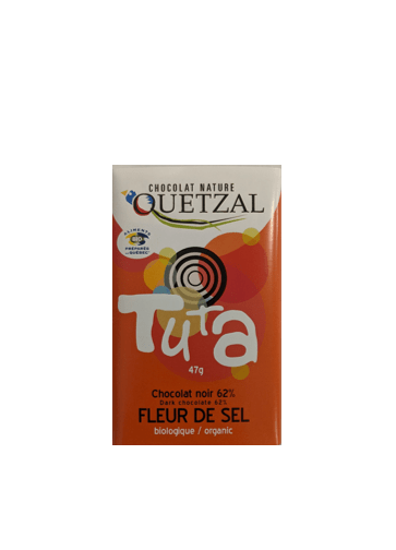 QUETZAL Épicerie Chocolat noir 62% et fleur de sel bio 47g