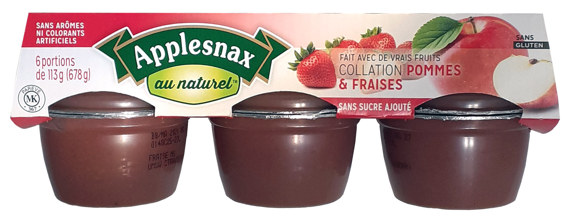 Compote de pommes et fraises 6x113g
DATE DE PÉREMPTION : 7 DÉCEMBRE 2024