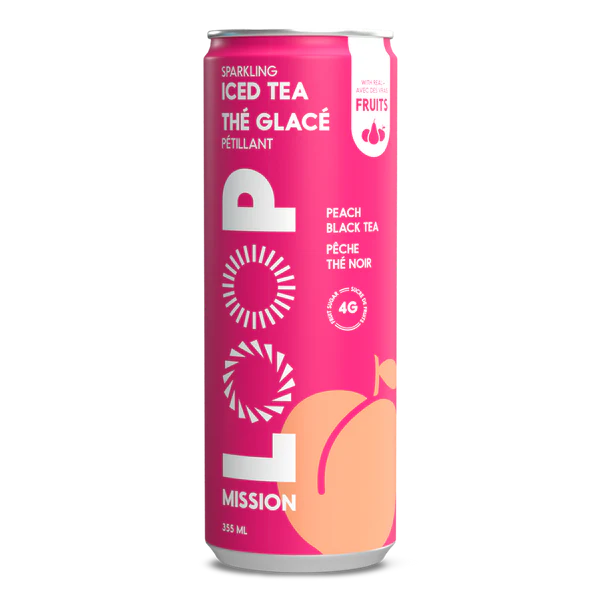 Thé glacé pétillant pêche et thé noir 355ml