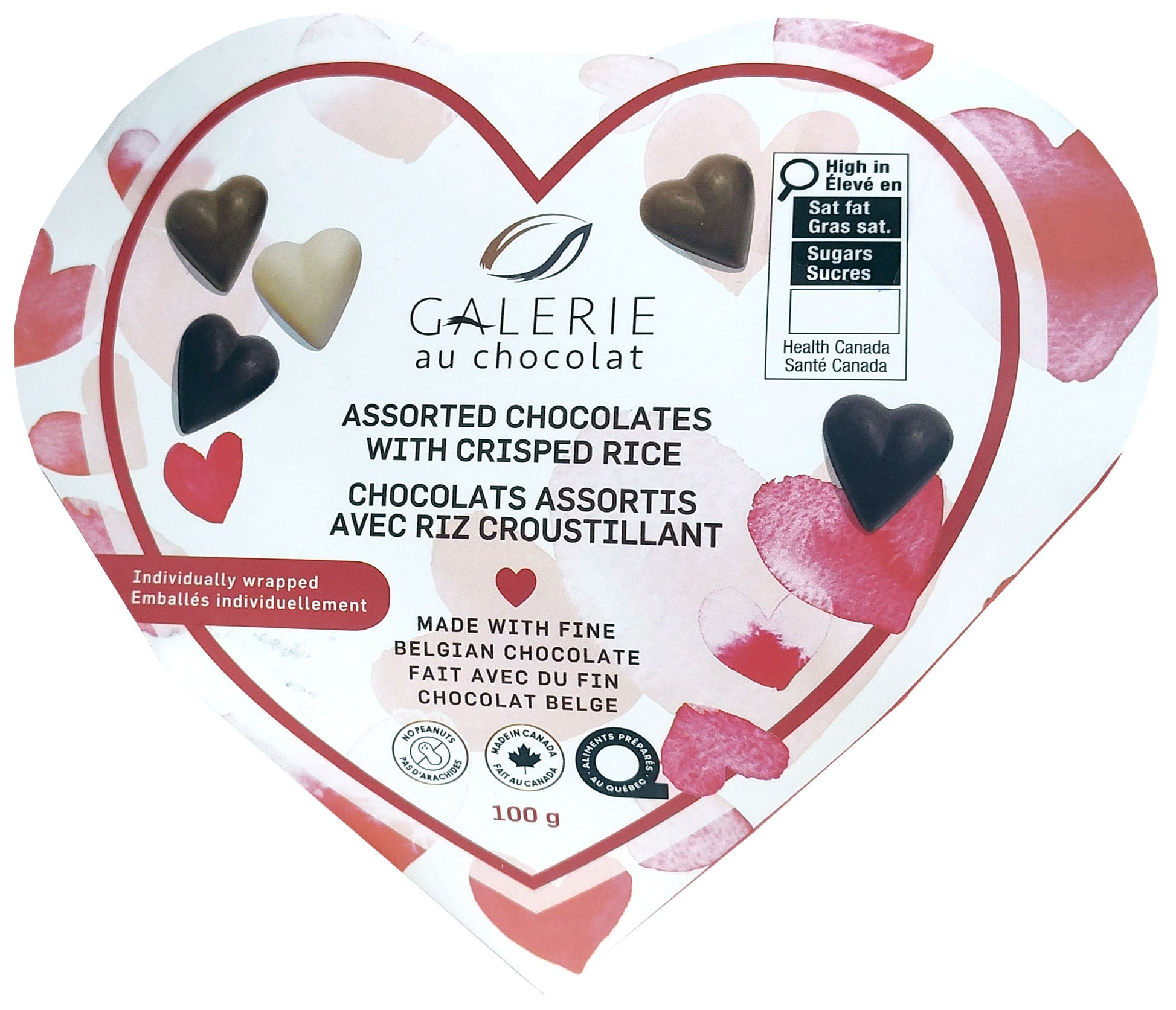 Chocolats assortis (blanc, noir, au lait) avec riz croustillant 100g