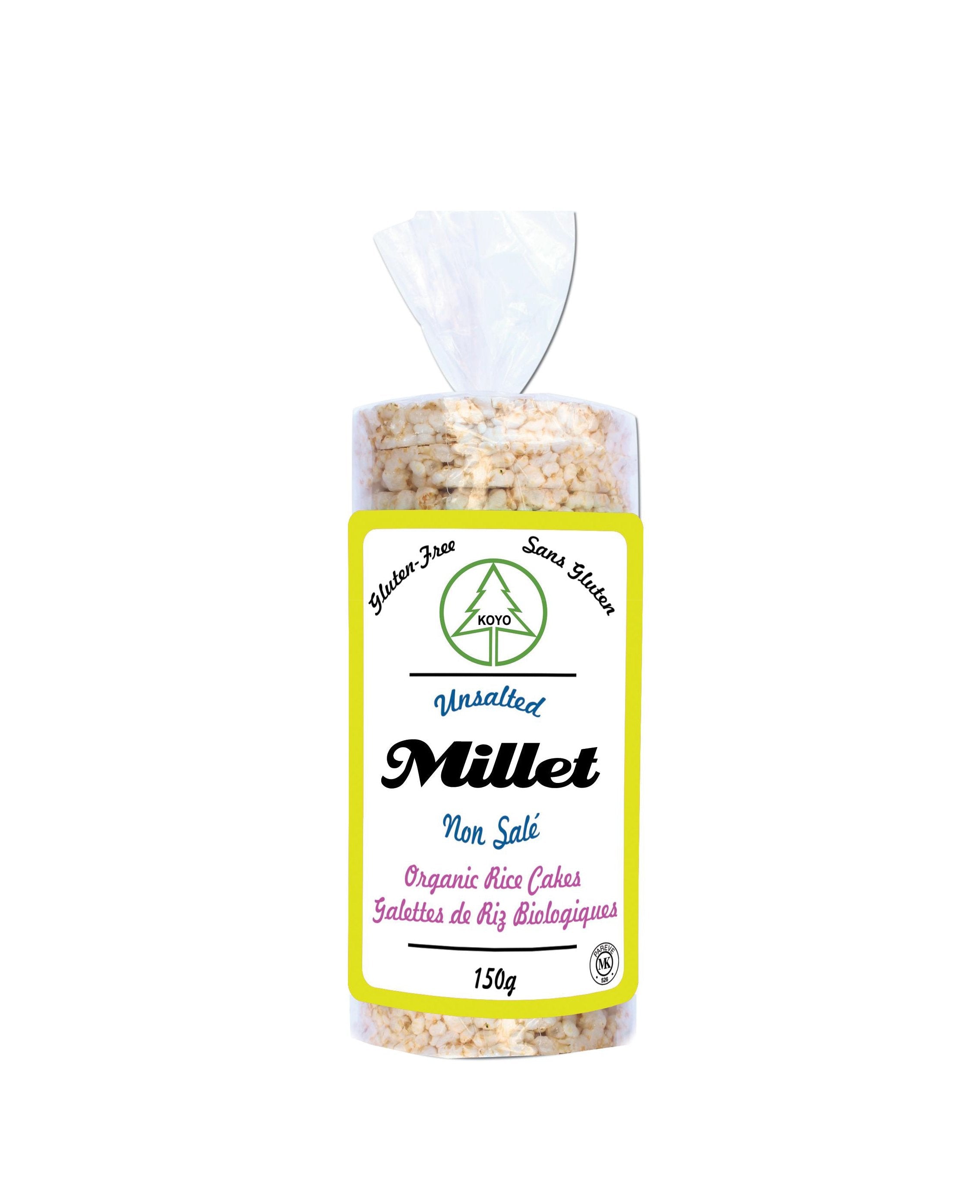 Organic unsalted millet rice cakes 150g