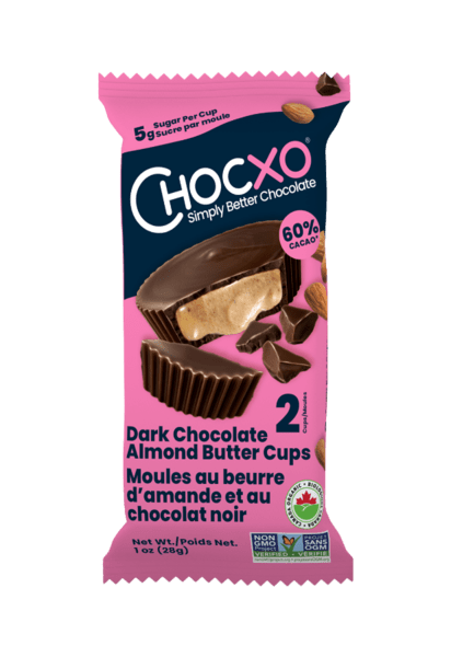 2 organic 60% dark chocolate and almond butter molds