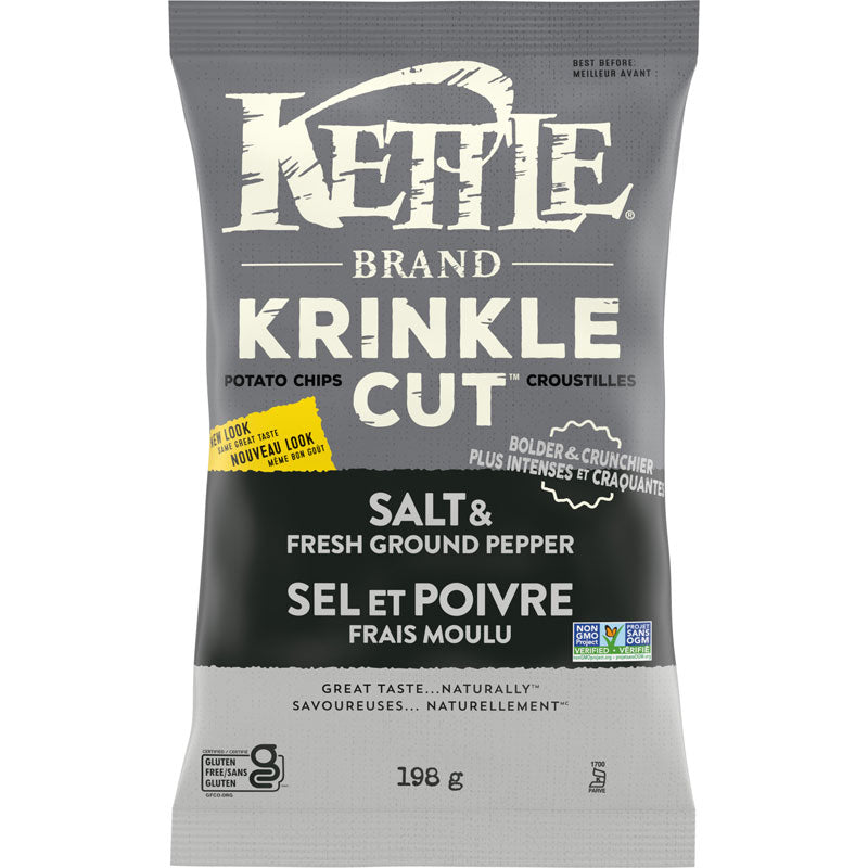 Croustilles krinkle sel et poivre 198g
DATE DE PÉREMPTION : 15 FÉVRIER 2025