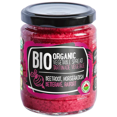 Organic beetroot and horseradish vegetable spread 235g