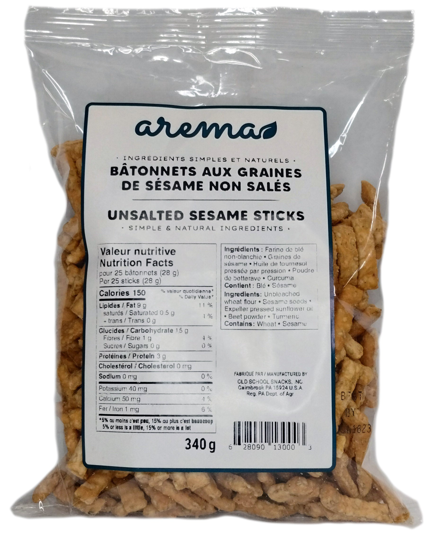 Unsalted sesame seed sticks 340g