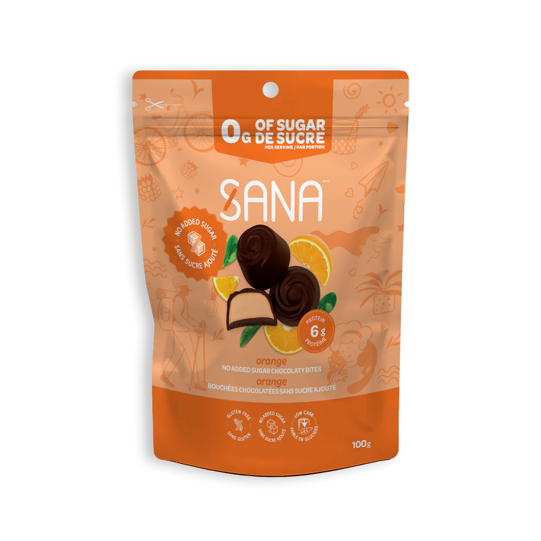 Dark chocolate bites 72% with orange 200g