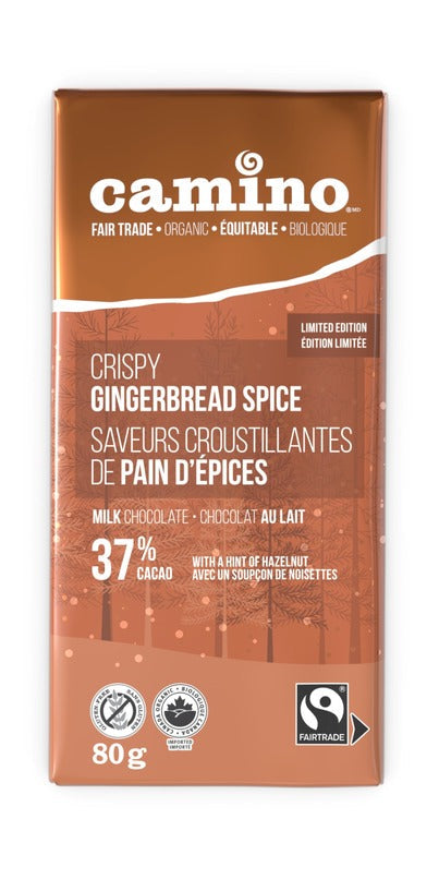 Chocolat saveurs croustillantes de pain d'épices bio 80g