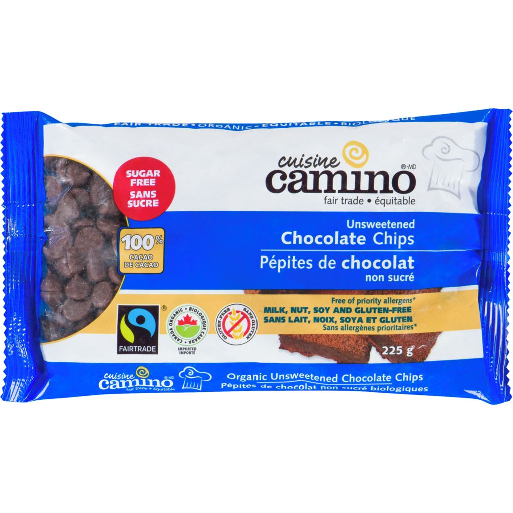 Organic unsweetened chocolate chips 225g