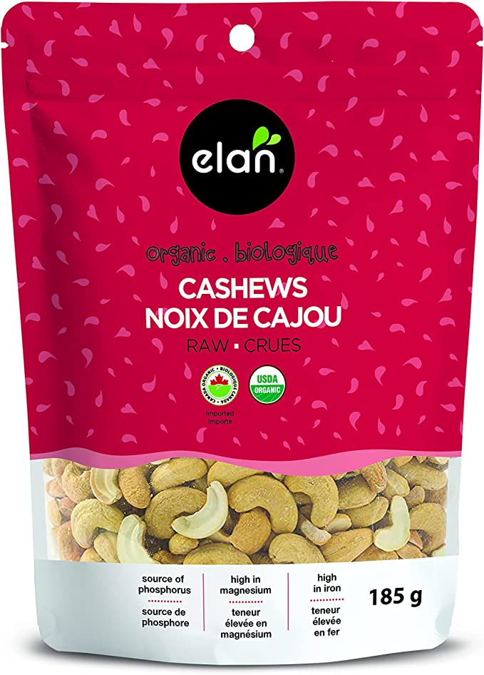 Organic raw cashews 185g