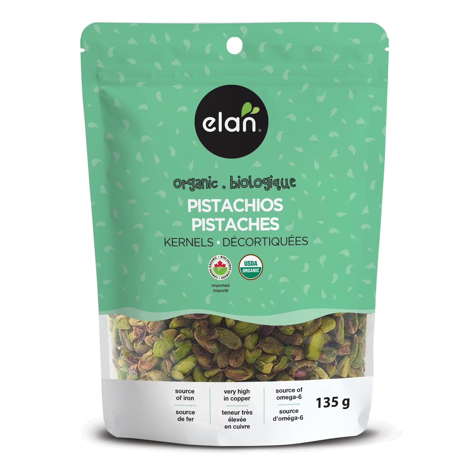 Organic raw pistachios 135g