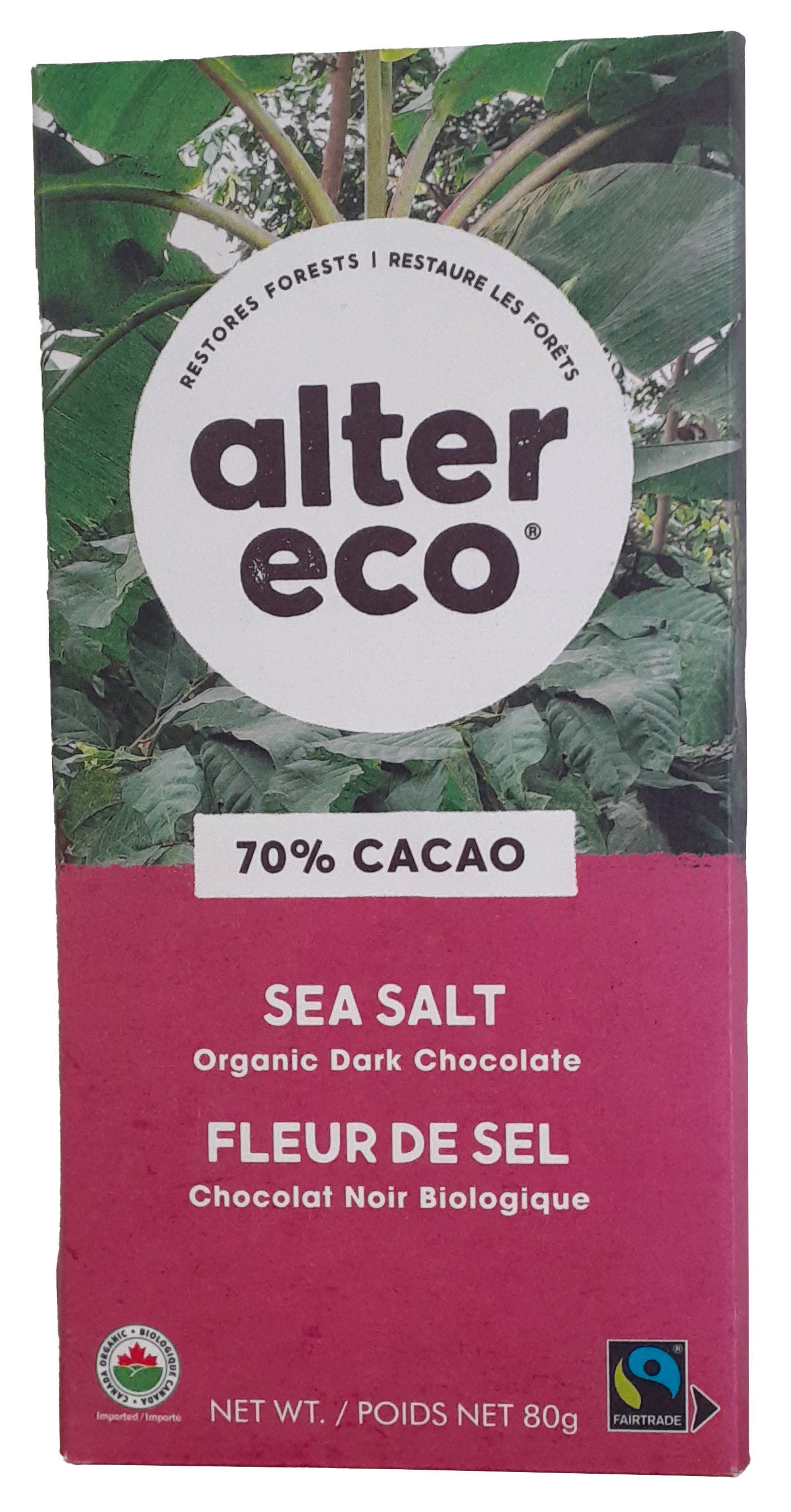 Dark chocolate 70% organic fleur de sel 80g