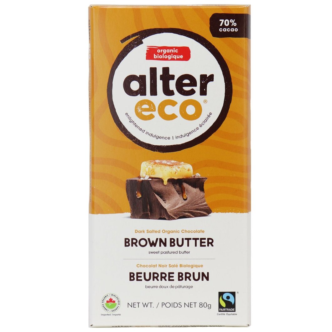 Dark chocolate with organic brown butter 80g