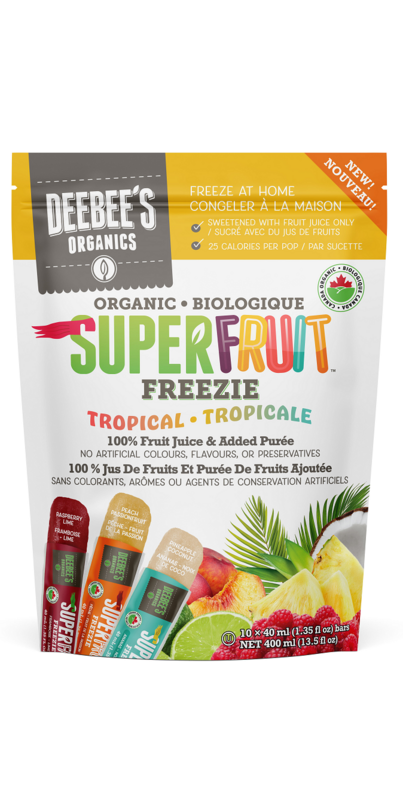 Barres à jus biologiques superfruit tropicaux pour congeler  10x40ml