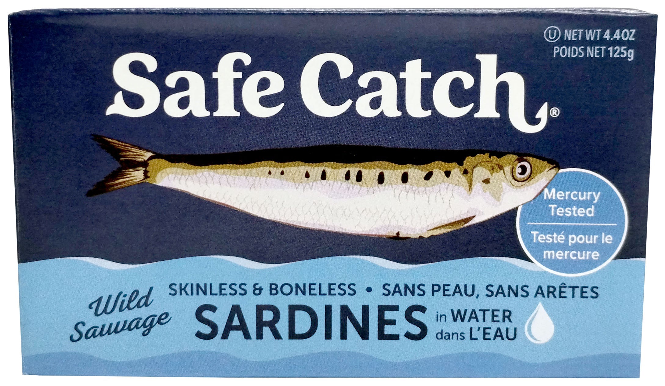 Sardines sauvages sans peau, sans arêtes dans l'eau 125g