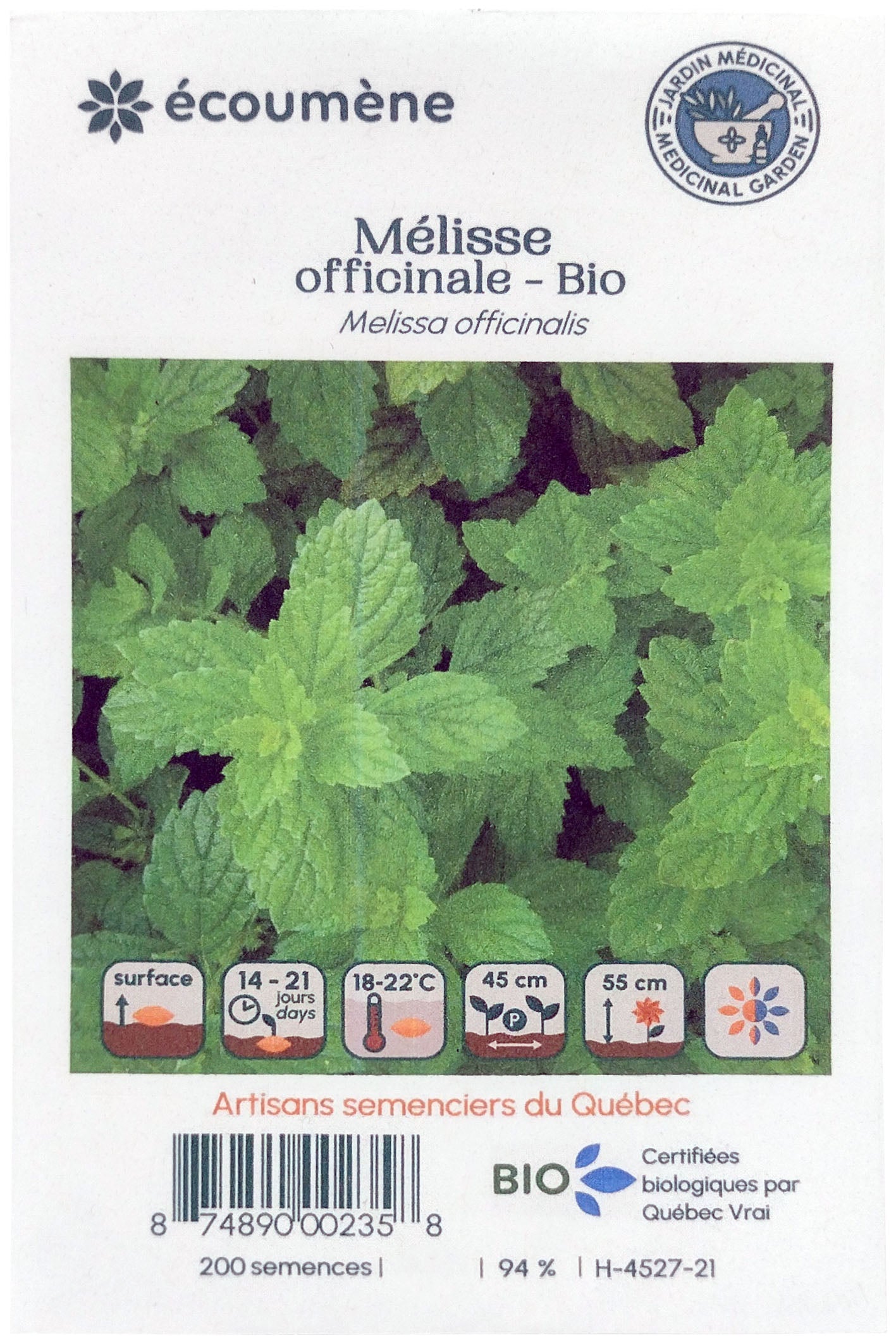 Organic lemon balm seed (un)